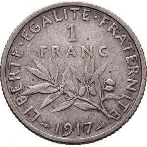 Francie, III.republika, 1871 - 1940, Frank 1917 bz, Paříž, KM.844.1 (Ag835), 4.945g,
