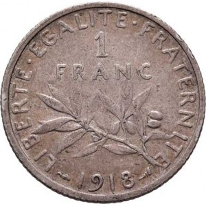 Francie, III.republika, 1871 - 1940, Frank 1918 bz, Paříž, KM.844.1 (Ag835), 4.960g,