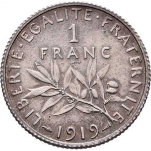 Francie, III.republika, 1871 - 1940, Frank 1919 bz, Paříž, KM.844.1 (Ag835), 4.972g,