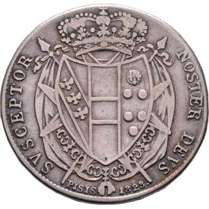 Itálie - Toskánsko, Leopold II., 1824 - 1859, 1/2 Francescone (5 Paoli) 1828, Pisa, Cr.73,