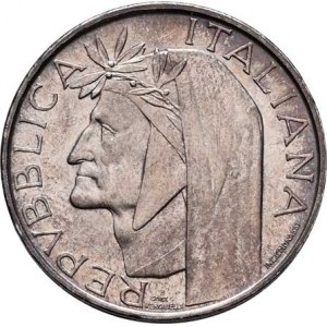 Itálie, republika, 1946 -, 500 Lira 1965 R - 700 let narození Danta, Řím, KM.100