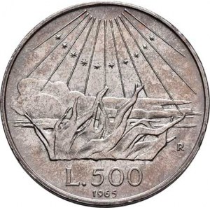 Itálie, republika, 1946 -, 500 Lira 1965 R - 700 let narození Danta, Řím, KM.100