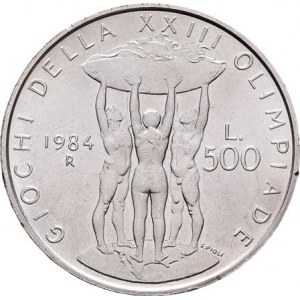 Itálie, republika, 1946 -, 500 Lira 1984 R - XXIII. LOH Los Angeles, Řím, KM.114