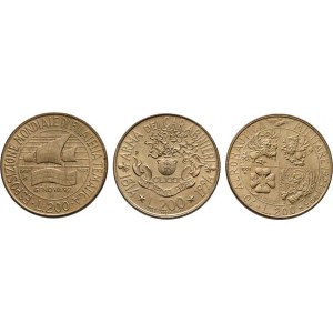 Itálie, republika, 1946 -, 200 Lira 1992 R, 1993 R, 1994 R, KM.151,155,164