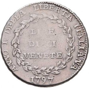 Itálie - Benátky, francouzská okupace, 1797 - 1798, 10 Lira 1797, Cr.155a, Dav.1577, 27.735g, stopa