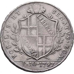 Itálie - Bologna, republika, 1796 - 1797, 10 Paoli (Scudo) 1797, KM.339 (Ag833), 28.960g,