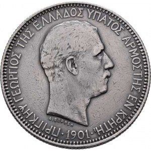 Kréta, princ Jiří, 1898 - 1906, 5 Drachma 1901, KM.9 (Ag900, 150.000 ks), 24.966g,