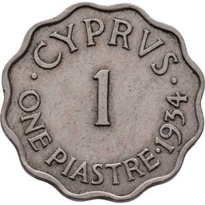 Kypr, George V., 1910 - 1936, Piastr 1934, KM.21 (CuNi), 5.162g, nep.hr., vl.škr.,
