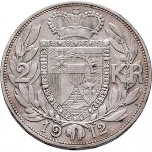 Liechtenstein, Johann II., 1858 - 1929, 2 Koruna 1912, Y.3 (Ag835, pouze 50.000 ks), 9.933g,