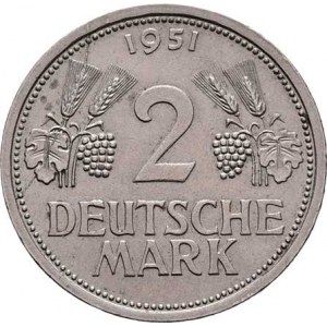 Německo - BRD, 1949 -, 2 Marka 1951 J, KM.111 (CuNi), 7.017g, nep.hr.,