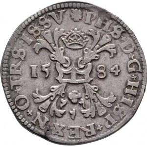 Nizozemí - pod Španěly, Filip II., 1556 - 1598, Patagon (Tolar) 1584, mincov. Geldern, podobný jako