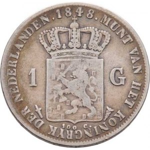 Nizozemí, Willem II., 1840 - 1849, Gulden 1848, KM.66 (Ag945), 9.651g, nep.hr.,