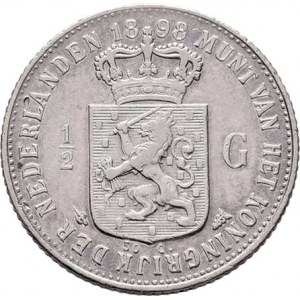 Nizozemí, Wilhelmina, 1890 - 1948, 1/2 Gulden 1898, KM.121.1 (Ag945), 4.971g, nep.hr.,