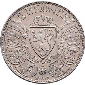 Norsko, Haakon VII., 1905 - 1957, 2 Koruna 1917, KM.370 (Ag800), 14.974g, nep.hr.,