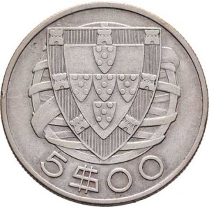 Portugalsko, republika, 1910 -, 5 Escudos 1933, KM.581 (Ag650), 7.065g, dr.hr.,