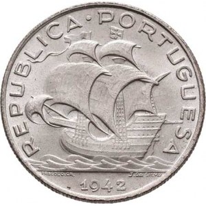 Portugalsko, republika, 1910 -, 5 Escudos 1942, KM.581 (Ag650), 6.901g, nep.hr.,