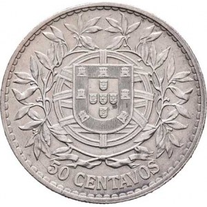 Portugalsko, republika, 1910 -, 50 Centavos 1912, KM.561 (Ag835), 12.601g, nep.hr.,