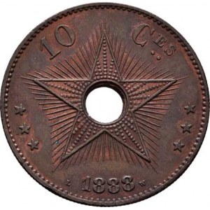 Belgické Kongo, Leopold II., 1865 - 1909, 10 Cent 1888, KM.4 (Cu), 19.960g, nep.hr., nep.rysky,
