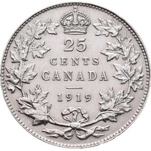 Kanada, George V., 1910 - 1936, 25 Cent 1919, KM.24 (Ag925), 5.826g, nep.hr.,