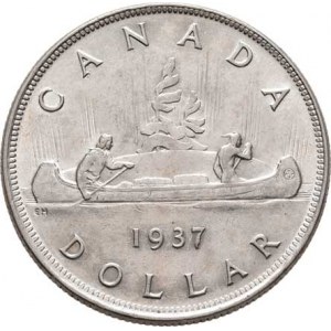 Kanada, George VI., 1936 - 1952, Dolar 1937 - kanoe, KM.37 (Ag800), 23.228g, nep.hr.,