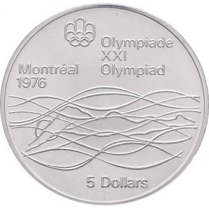 Kanada, Elizabeth II., 1952 -, 5 Dolar 1975 - LOH - plavání, KM.100 (Ag925, 24.30g),