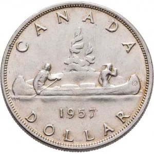 Kanada, Elizabeth II., 1952 -, Dolar 1957 - kanoe, KM.54 (Ag800), 23.169g, dr.hr.,