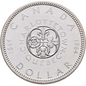 Kanada, Elizabeth II., 1952 -, Dolar 1964 - Charlottetown, KM.58 (Ag800), 23.036g,