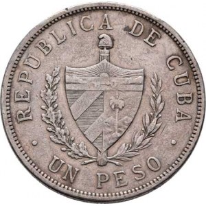 Kuba, republika, 1898 -, Peso 1934, KM.15.2 (Ag900), 26.586g, dr.hr.,