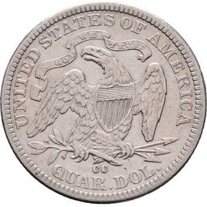 USA, 1/4 Dolar 1876 CC - sedící Liberty, KM.A98 (Ag900),