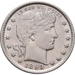 USA, 1/4 Dolar 1899 - Barber, KM.114 (Ag900), 6.215g,
