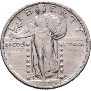 USA, 1/4 Dolar 1920 - stojící Liberty, KM.145 (Ag900),