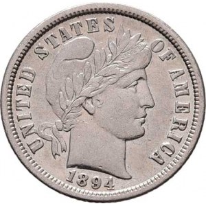 USA, Dime (10 Cent) 1894 O - Barber, KM.113 (Ag900),