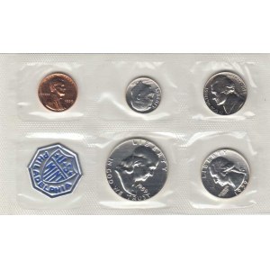 USA, Sada mincí ve folii 1959: 1/2,1/4 Dolar, 10,5,1 Cent,