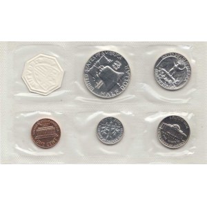 USA, Sada mincí ve folii 1959: 1/2,1/4 Dolar, 10,5,1 Cent,