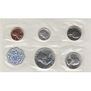 USA, Sada mincí ve folii 1960: 1/2,1/4 Dolar, 10,5,1 Cent,