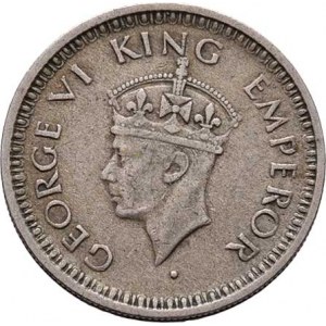 Indie, George VI., 1936 - 1952, 1/4 Rupie 1943, KM.547 (Ag500, hrana s ozdobným