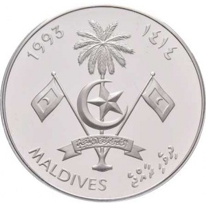 Maledivy, republika, 1968 -, 250 Rupie 1993 - LOH Atlanta 1996, KM.85 (Ag925,