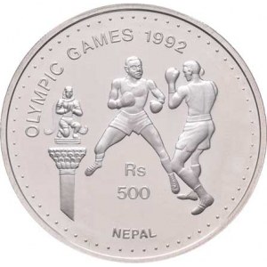 Nepál, Virendra Vir Vikrama, 1972 -, 500 Rupie 1992 - LOH Barcelona - boxeři, KM.1058