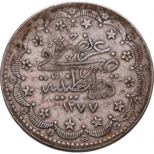 Turecko, Abdul Aziz, 1861 - 1876, 20 Piastr AH.1277, 14.rok vlády (= 1874), KM.693,