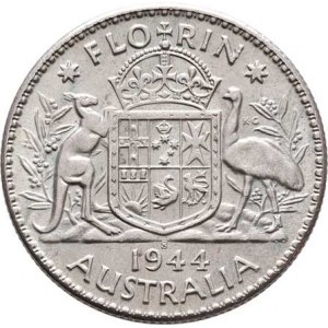 Austrálie, George VI., 1936 - 1952, Florin 1944 S, Sydney, KM.40 (Ag925), 11.257g,