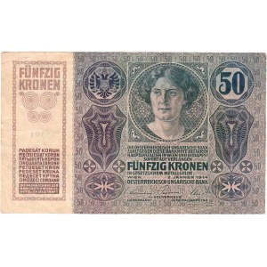 Československo - kolkované prozatímní státovky, 50 Koruna 1911 - kolkovaná, série 1005, BHK.4, He.4