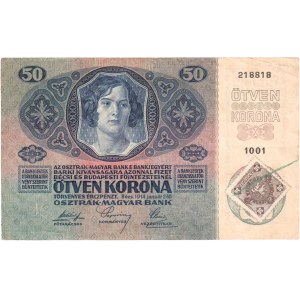 Československo - kolkované prozatímní státovky, 50 Koruna 1911 - kolkovaná, série 1005, BHK.4, He.4