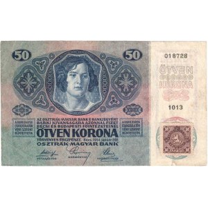 Československo - kolkované prozatímní státovky, 50 Koruna 1914 - kolkovaná, série 1013, BHK.4, He.4