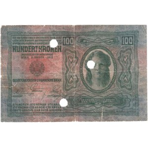 Československo - kolkované prozatímní státovky, 100 Koruna 1912 - zoubkovaný kolek, sér.2160, BHK.5