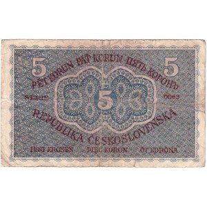 Československo - státovky I. emise, 5 Koruna 1919, série 0063, BHK.8, He.8a neperf.