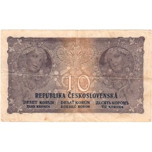 Československo - státovky I. emise, 10 Koruna 1919, série O169, BHK.9b, He.9b neperf.
