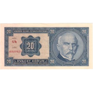 Československo - bankovky Národ. banky Československé, 20 Koruna 1926, série Ub, BHK.21b2, He.21c2