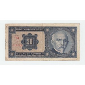 Československo - bankovky Národ. banky Československé, 20 Koruna 1926, série Vg, BHK.21b2, He.21c2,