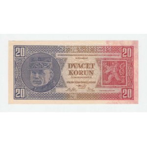 Československo - bankovky Národ. banky Československé, 20 Koruna 1926, série Fg, BHK.21b2, He.21c2.