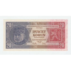 Československo - bankovky Národ. banky Československé, 20 Koruna 1926, série Gg, BHK.21b2, He.21c2.